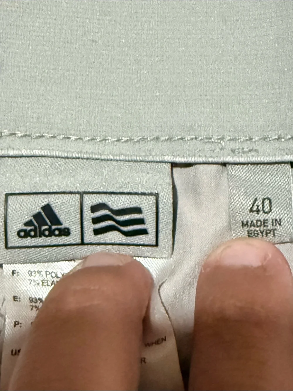 adidas Men’s Gray Solid Chino Shorts Flat Front Logo Button Microfiber